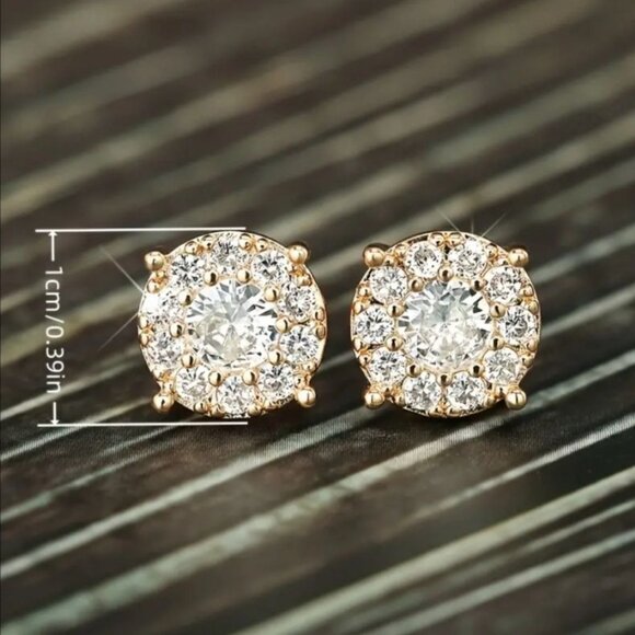 Shiny Round Shaped Stud Earrings Embellished With Simple Leisure Style - Picture 4 of 4